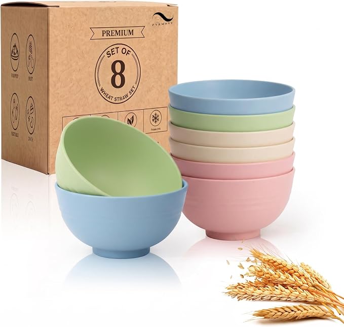 PYRMONT Small Bowls 10 Oz Wheat Straw Bowls Set of 8 Unbreakable Bowls by PYRMONT