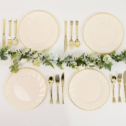 Efavormart 10-Pack 10" Ivory Vintage Plastic Dinner Plates by efavormart