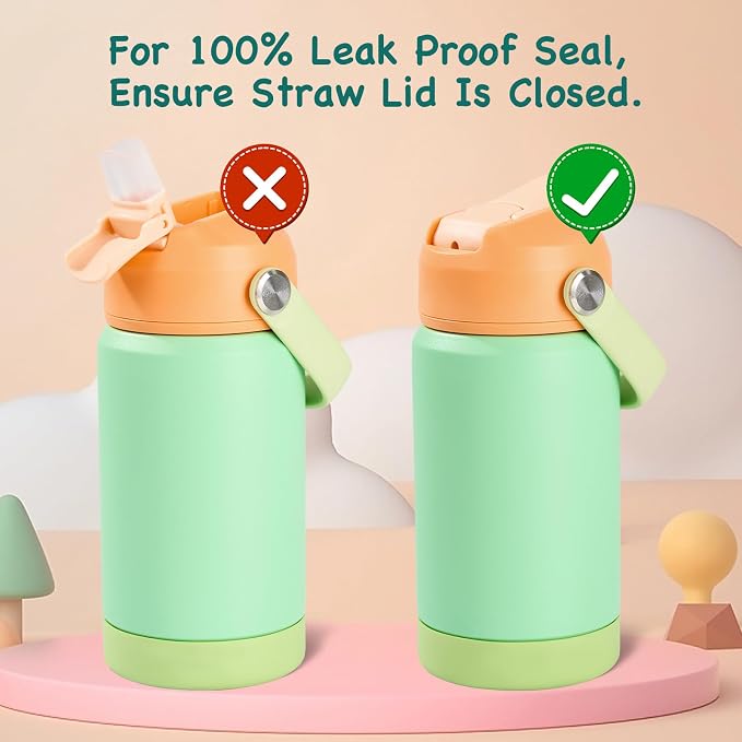 Kerilyn 12oz Kids Water Bottle 2 Pack, Stainless Steel Insulated Water Bottle - Image 6