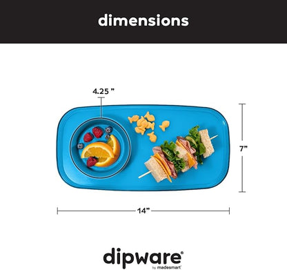 madesmart dipware Small Serving Plate, Stackable & Removable Dip Bowl for Salsa, Queso, Salad, Olives, Dishwasher & Microwave Safe, Multipurpose Plate & Bowl, Ocean