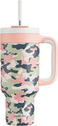 40 oz Camo Tumbler with Handle, 2-in-1 Straw and Sip Lid, Dishwasher Safe by POWCAN