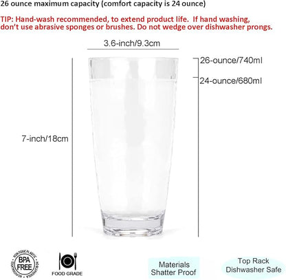 KOXIN-KARLU Hammered 15-ounce and 26-ounce Plastic Tumbler Acrylic Glasses - Image 3