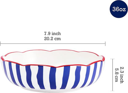 Bico Ocean Wonders Scalloped Pasta Bowls, 36oz Salad Bowl Set of 4, Large - Image 2