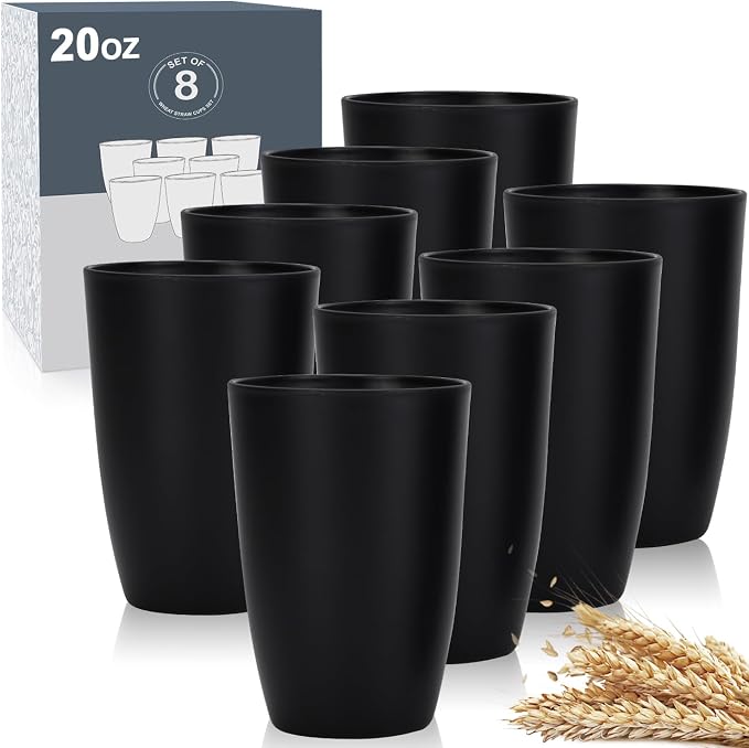 Wrova Wheat Straw Cups Set of 8 Good Alternative to Plastic Cups 20 oz by WROVA
