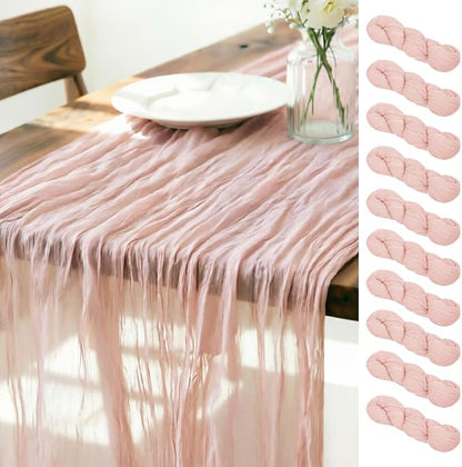 Dusty Pink Cheesecloth Table Runner 120 Inches 10 Pack Gauze Table Runner | by LINXTAR