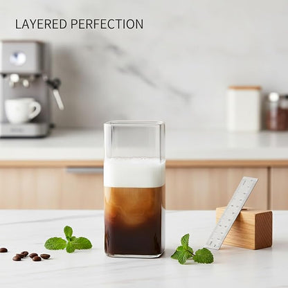 Drinking Cup Square Borosilicate Glass Tumbler Handleless Design - Image 2