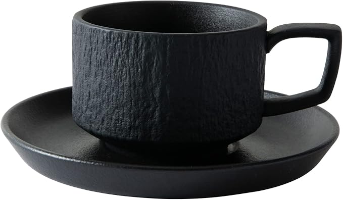 Rock Texture Embossed Ceramic Coffee Set, 6 oz | Tea Set, Cappuccino Espresso by JinGlory