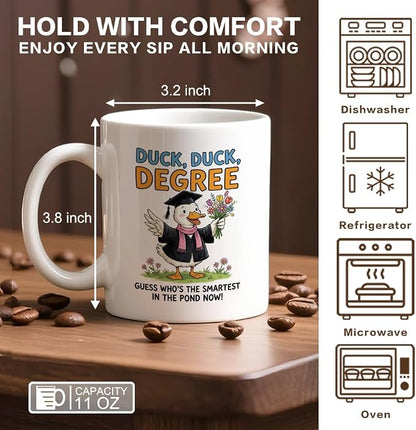 Guess Who's The Smartest In The Pond Now 11 oz Mug, Cute Graduate Goose Design - Image 2