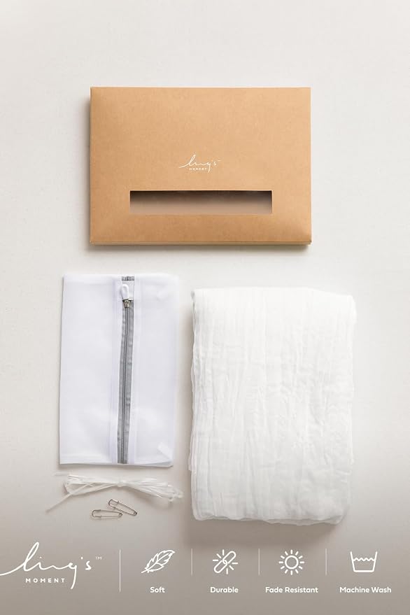 Ling's moment 14Ft x 35" Wide Brilliant White Gauze Semi-Sheer Table Runner - Image 8