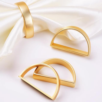 APTWOW Gold Napkin Rings Set of 100, Semicircle Metal Gold Napkin Holder Buckles - Image 2