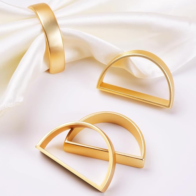 APTWOW Gold Napkin Rings Set of 6, Semicircle Metal Gold Napkin Holder Buckles by APTWOW