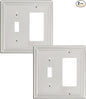2-Pack Combo Toggle/Decorator Light Switch Cover Plate, Pearls Decorative Metal Wall Switch Plates and Outlet Covers, Brushed Nickel