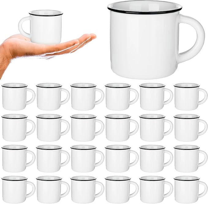 Uiifan 24 Pcs Ceramic White Coffee Mugs Bulk Vintage Espresso Mug Mini Tea Cups by Uiifan