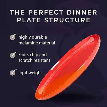 Thomas Fuchs Creative 1/2 & 1/2 Melamine Side Plates Set of 4, Chip and Break-Resistant, Durable Salad Plates, Kid-Friendly Dessert Plates for Indoor and Outdoor, Dishwasher Safe, Orange/Salmon