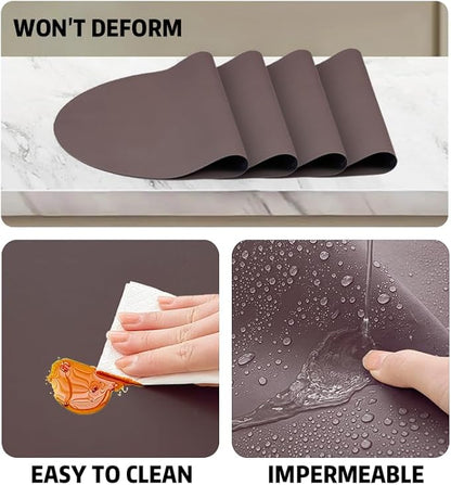 Silicone Placemats, Oval Placemats Set of 4. Heat-Resistant and Easy to Clean Siliconty Mats, Non-Slip Silicone Placemats for Table Protection. (2, Cameo Brown)