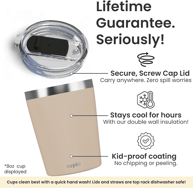 CUPKIN Toddler Tumblers, The Original 12 oz Stackable Stainless Steel Cups - Image 3