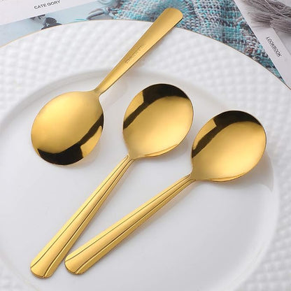 Bouillon Spoons Set of 12, 5.9 Inch Stainless Steel Soup Spoon, Metal Round - Image 6