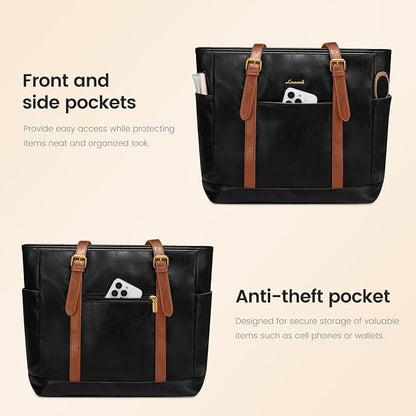 LOVEVOOK Laptop Tote Bag for Women, Leather Work Computer Briefcase Bag | Large - Image 5