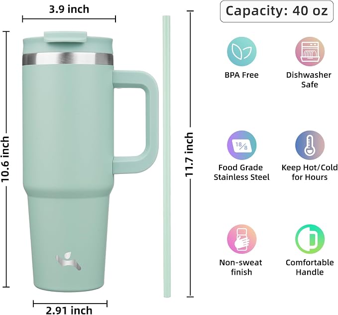 Konokyo 40 oz Insulated Tumbler Water Bottle - Image 4