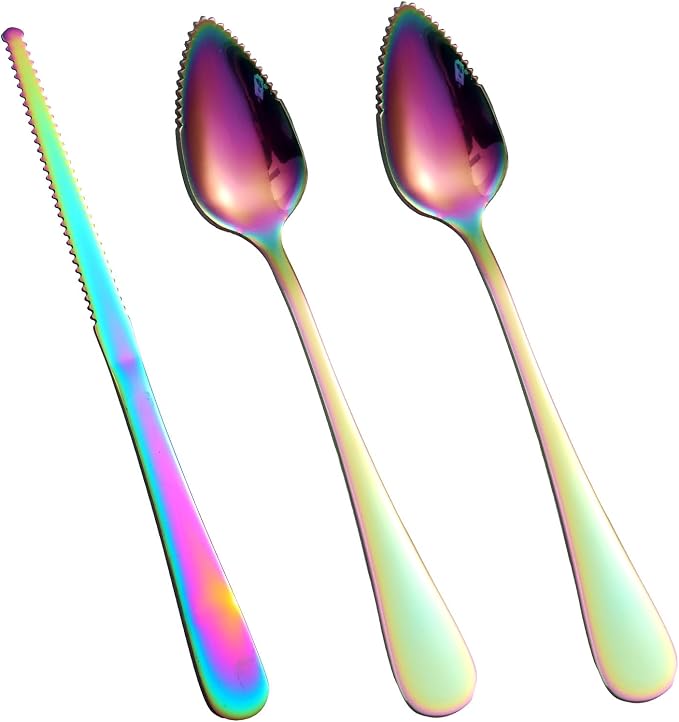 3pcs Serrated Grapefruit Spoons and Knife Set, Stainless Steel Grapefruit by BOXOB