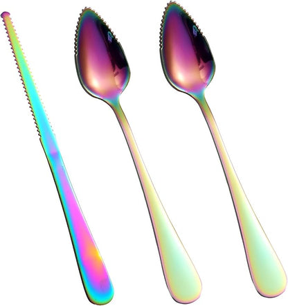 3pcs Serrated Grapefruit Spoons and Knife Set, Stainless Steel Grapefruit by BOXOB