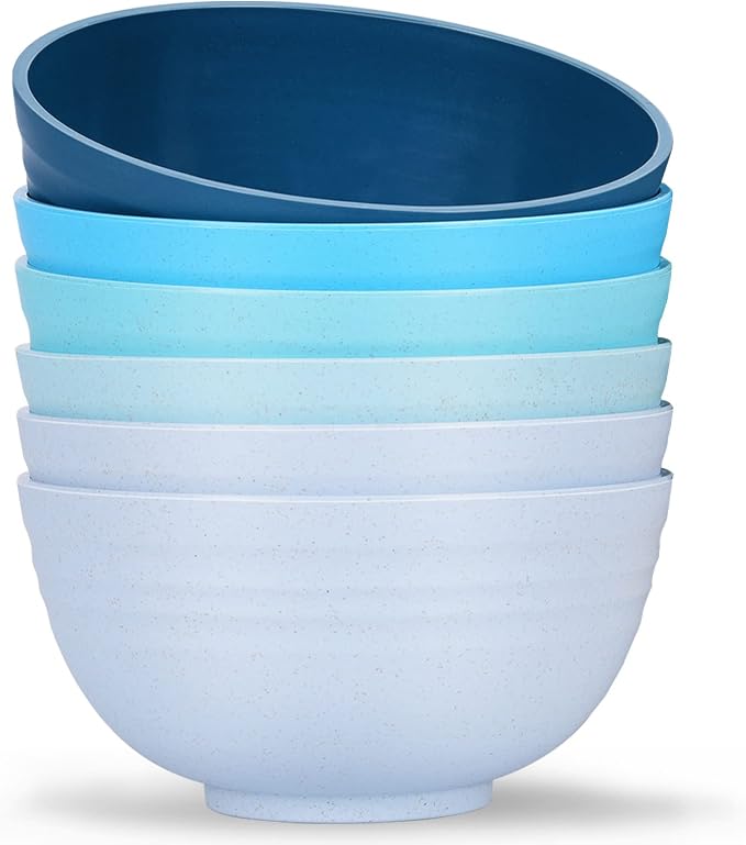 【Set of 6】 Unbreakable Soup Bowls, 34 Ounces Big Bowls Microwave and Dishwasher by Homestockplus