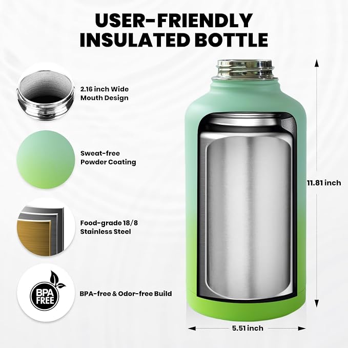 RAYMYLO One Gallon Water Bottle Insulated 128 oz, Stainless Steel | Triple - Image 5