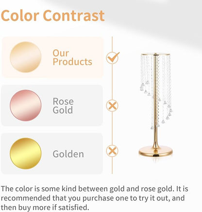 Nuptio 2 Pcs 27.6inch Tall Wedding Centerpieces Gold Vases Crystal Flower Vase Metal Flowers Stand for Party Tables Decorations - Elegant Bulk Weddings Decoration Table Chandelier Centerpiece Stands