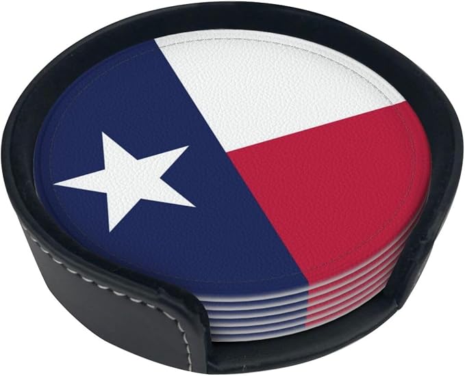6 Pack Texas Flag Leather Coaster - Image 2