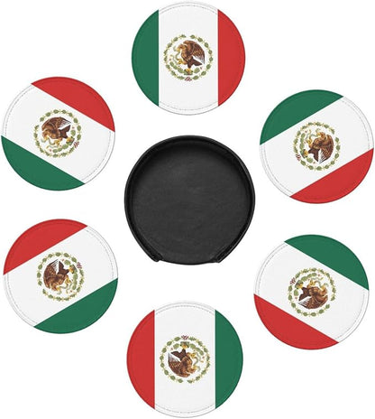 6 Pack Mexico Flag Leather Coaster - Image 3