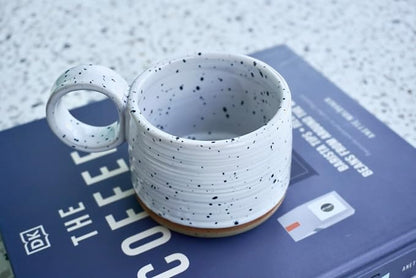 Bossa Stoneware Ceramic Cappuccino Cup 8oz White Set of 2 | Handcrafted - Image 4
