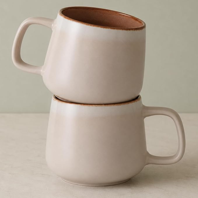 Ava Nord Large Stoneware Ceramic Coffee Mugs Set of 2 | 20 oz | Rose Sand | by AvaNord