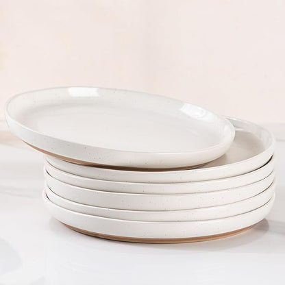 AmorArc Ceramic Appetizer Plates Set of 6, 8.25 Inch Handmade Stoneware Plates set for Dessert, Salad, Appetizer, Dinner, Microwave & Dishwasher Safe, Scratch Resistant