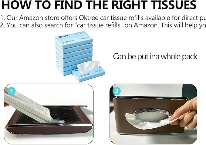 Faux Leather Car Tissue Box for Car Interior, Armrest & Back Seat Napkin - Image 5