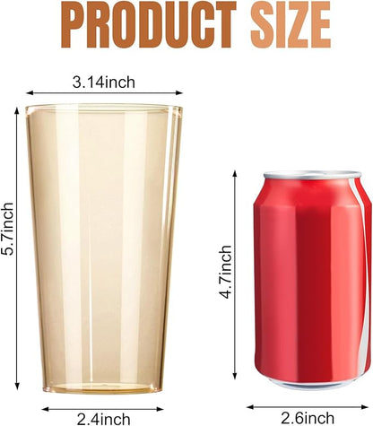 Liacere Plastic Drinking Glasses (Set of 12) 18oz Highball Brown Reusable Plastic Glasses Colors，Kitchen Water Glasses Cup, Bar Tumbler Glassware Set for Beer, Juice, Cocktail, Whiskey, Milk