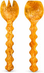 SS CRAFTS INDIA Premium 10.25" Marbled Amber Resin Salad Servers | Set of 2 by SSCraftsIndia
