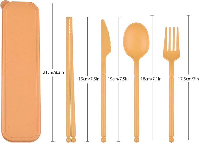 Travel Utensils with Case, Camping Reusable Utensils Set with Case | Plastic - Image 2