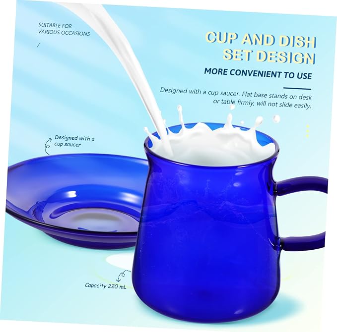 Mikinona Chic Heat-resistant Glass Tea Cup and Saucer Set Retro Colorful Design - Image 3