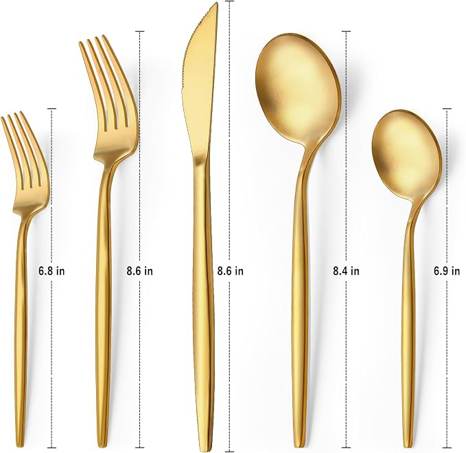 30-Piece Gold Silverware Set, Flatware Set - Image 2