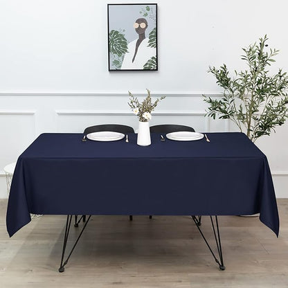 sancua Rectangle Tablecloth - 70 x 90 Inch - Stain and Wrinkle Resistant Washable Polyester Table Cloth, Decorative Fabric Table Cover for Dining Tables, Buffet Parties and Camping, Navy