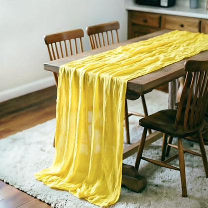 Yellow Cheesecloth Table Runner 160 Inches 14 Ft Gauze Table Runner | Summer - Image 3