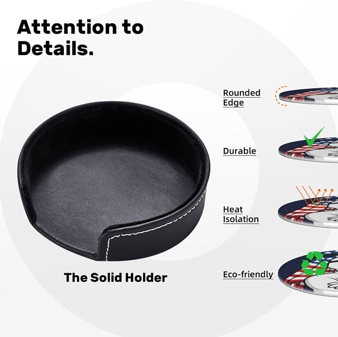 Cool Americana Cartoon Duck Leather Coasters Set of 6 - Image 4