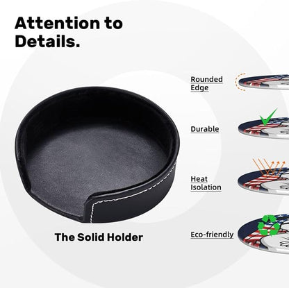 Cool Americana Cartoon Duck Leather Coasters Set of 6 - Image 4