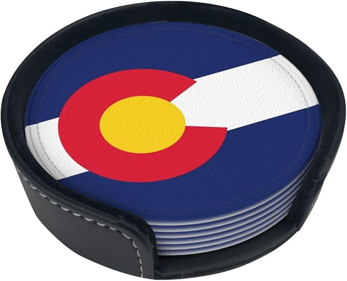 6 Pack Colorado Flag Leather Coaster - Image 2