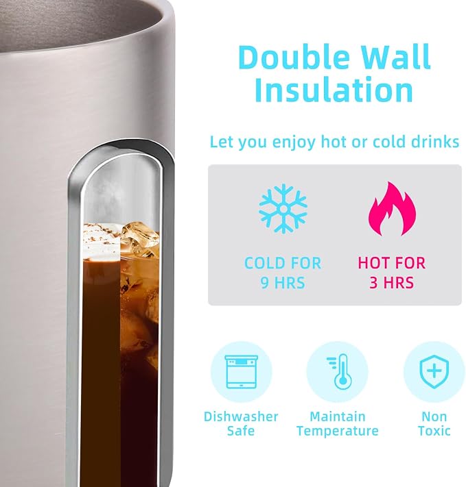 Volhoply 14oz Insulated Stainless Steel Coffee Mug - Image 3