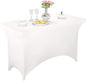 LZY Spandex Fitted Stretch Table Cover for 4ft or 6ft or 8ft Folding Table, Rectangular Cocktail Tablecloth, Perfect for Party or Banquet (4FT White)
