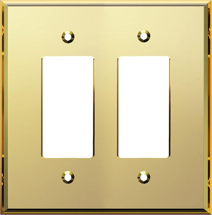 LIDER Reflective Acrylic Decorator Wall Plate, Mirrored Light Switch Plate, Plexiglass Outlet Cover, Acrylic Glass, Oversized 2-Gang 5.25" x 5.25", LWP-32O-AGD, Gold