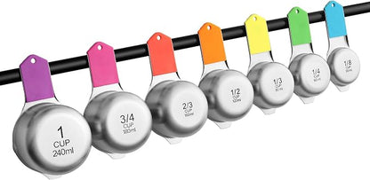 Spring Chef Magnetic Stainless Steel Measuring Cups Set of 7 Patented, Neon | - Image 9