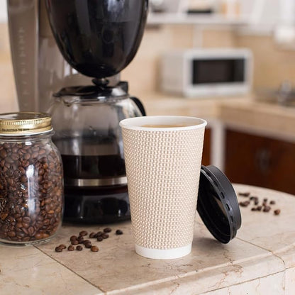 Promora 16 oz Natural Cream Disposable Coffee Cups - Image 4