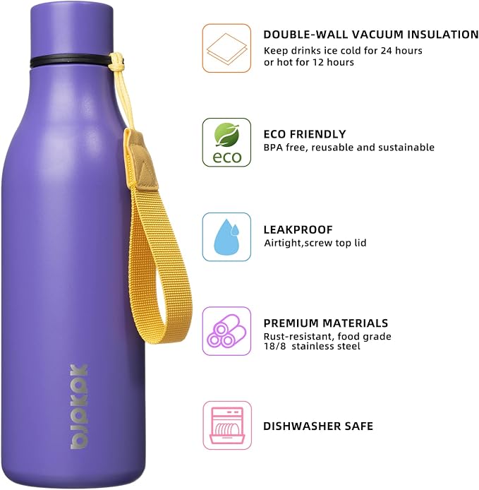 BJPKPK 18oz Insulated Water Bottle, Stainless Steel Bottle - Image 2